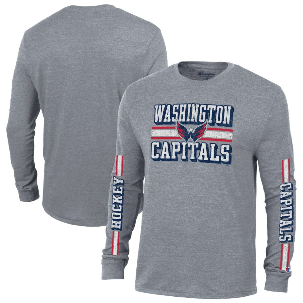 Washington Capitals Champion Tri-Blend Dual-Stripe Long Sleeve T-Shirt Online
