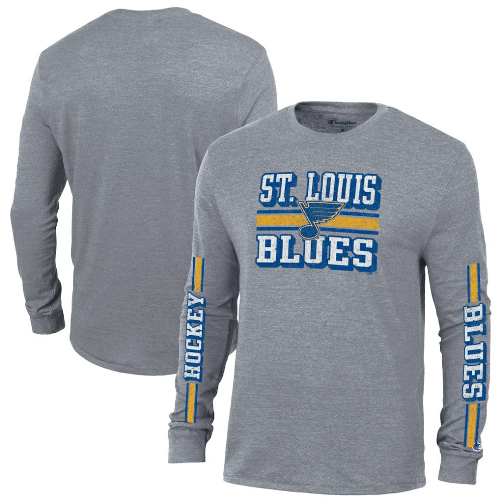St. Louis Blues Champion Tri-Blend Dual-Stripe Long Sleeve T-Shirt For Sale