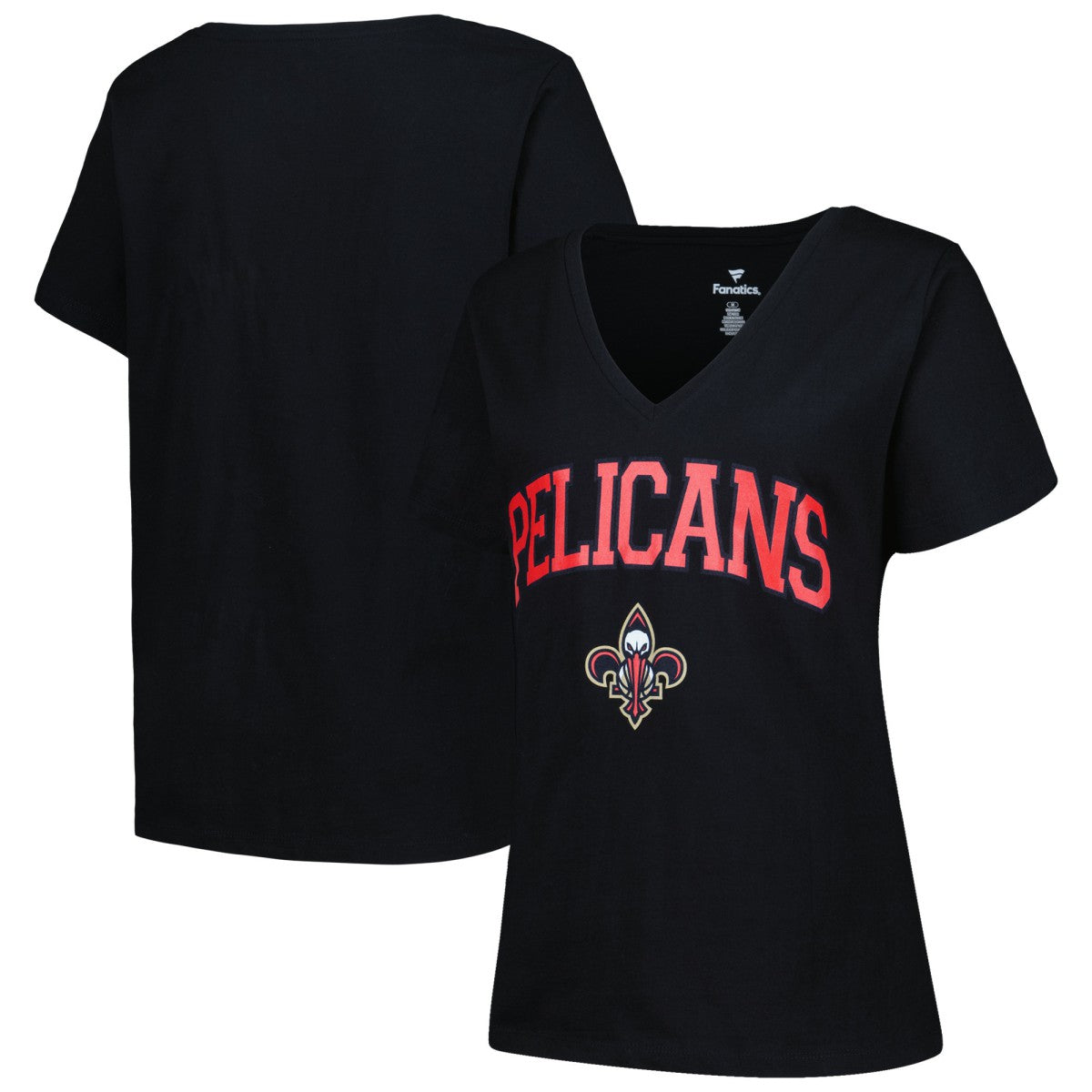 New Orleans Pelicans Profile Women's Plus Size Arch Over Logo V-Neck T-Shirt On Sale