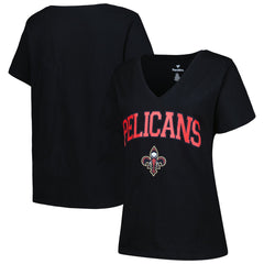 New Orleans Pelicans Profile Women's Plus Size Arch Over Logo V-Neck T-Shirt On Sale