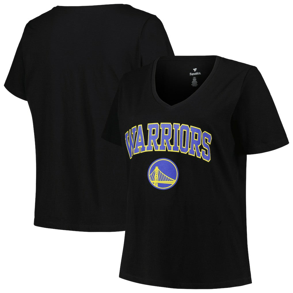 Golden State Warriors Profile Women's Plus Size Arch Over Logo V-Neck T-Shirt sale New