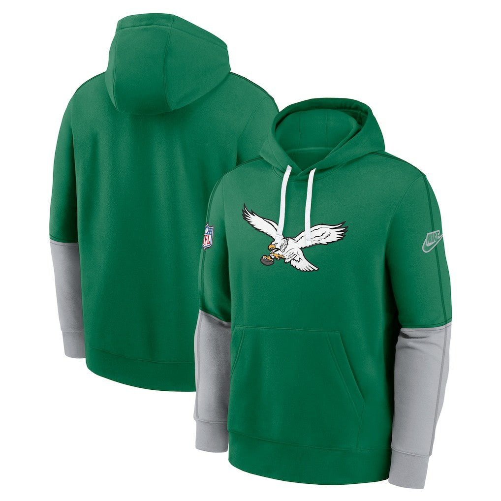 Philadelphia Eagles Nike Throwback Logo Club Tri-Blend Pullover Hoodie