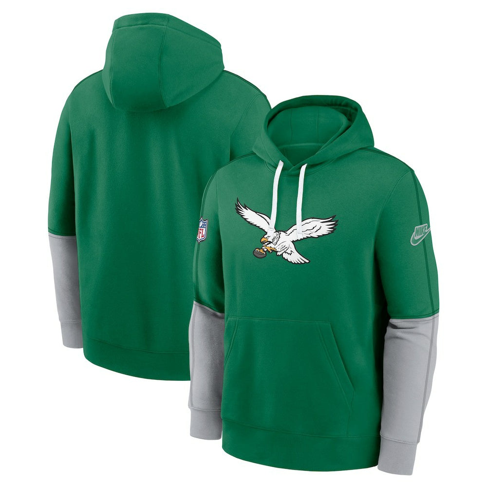 Philadelphia Eagles Nike Throwback Logo Club Tri-Blend Pullover Hoodie