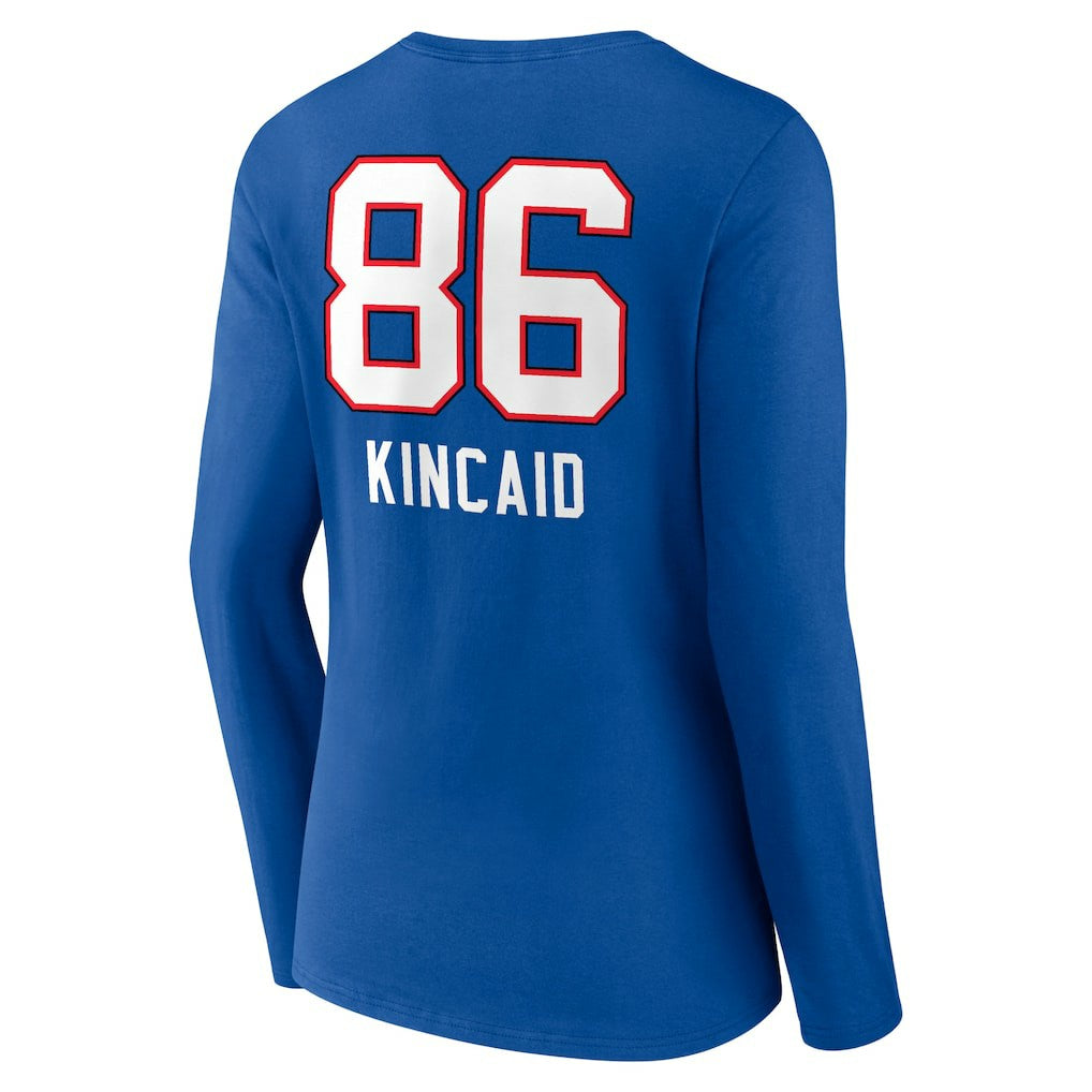 Buffalo Bills  Dalton Kincaid  Women's Team Wordmark Player Name & Number Long Sleeve V-Neck T-Shirt