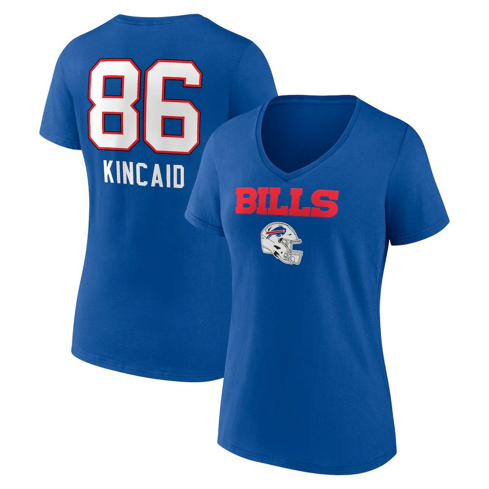 Buffalo Bills  Dalton Kincaid  Women's Team Wordmark Player Name & Number V-Neck T-Shirt