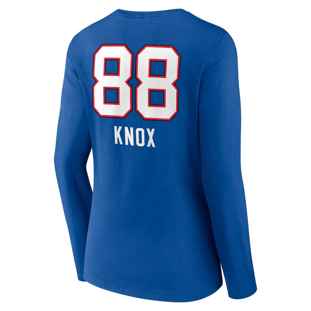 Buffalo Bills  Dawson Knox  Women's Team Wordmark Player Name & Number Long Sleeve V-Neck T-Shirt