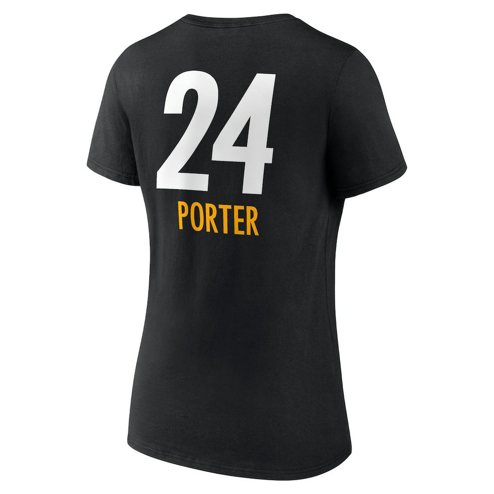 Pittsburgh Steelers  Joey Porter Jr.  Women's Team Wordmark Player Name & Number V-Neck T-Shirt