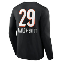 Cincinnati Bengals  Cam Taylor-Britt  Team Wordmark Player Name & Number Long Sleeve T-Shirt