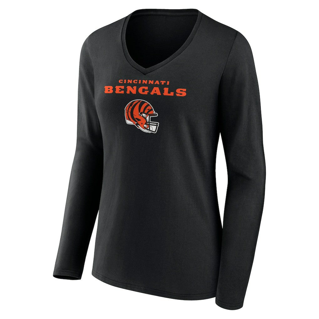 Cincinnati Bengals  Cam Taylor-Britt  Women's Team Wordmark Player Name & Number Long Sleeve V-Neck T-Shirt