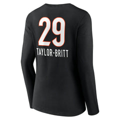 Cincinnati Bengals  Cam Taylor-Britt  Women's Team Wordmark Player Name & Number Long Sleeve V-Neck T-Shirt