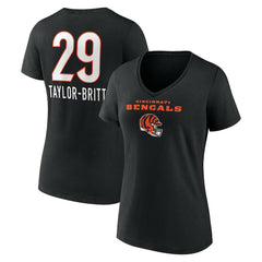 Cincinnati Bengals  Cam Taylor-Britt  Women's Team Wordmark Player Name & Number V-Neck T-Shirt