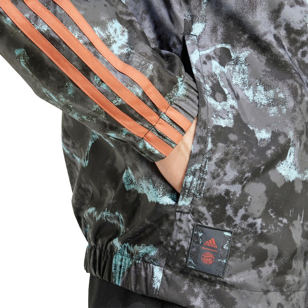 Bayern Munich Raglan Hoodie Windbreaker Full-Zip Jacket Camo - Adidas