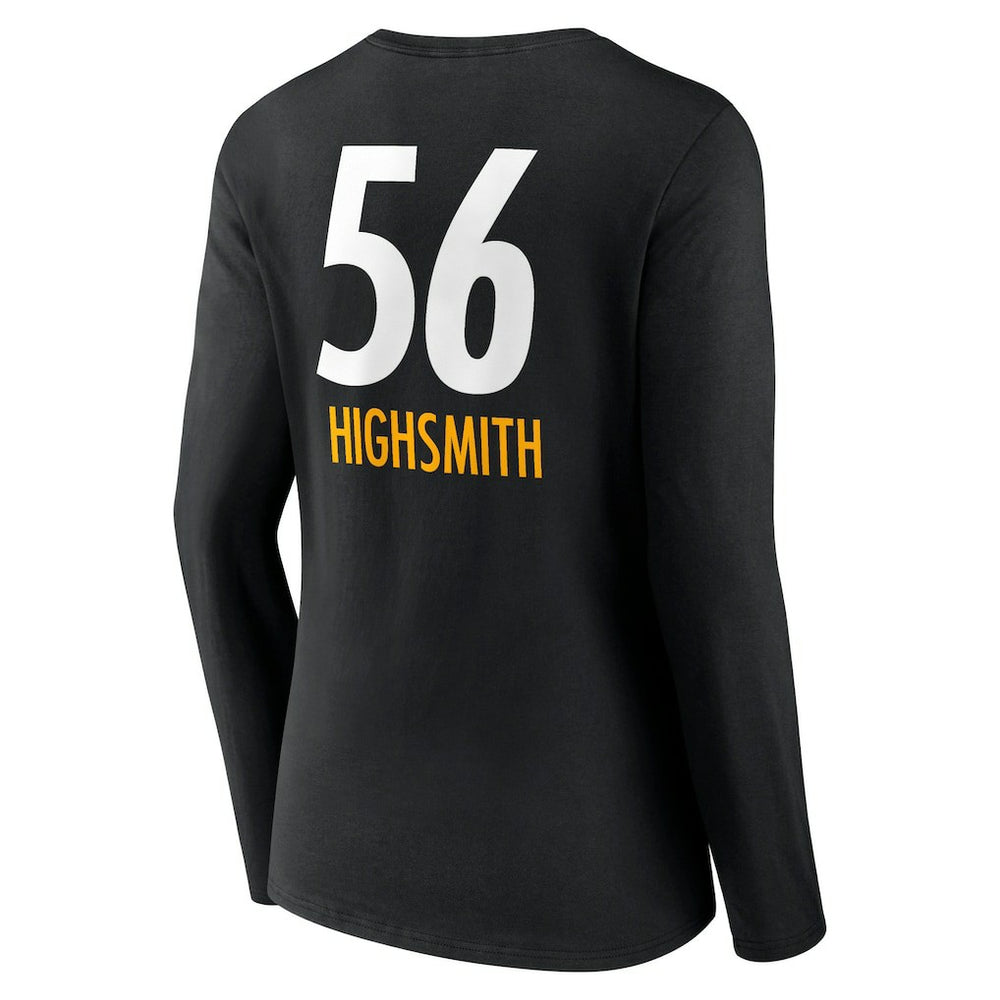 Pittsburgh Steelers  Alex Highsmith  Women's Team Wordmark Player Name & Number Long Sleeve V-Neck T-Shirt