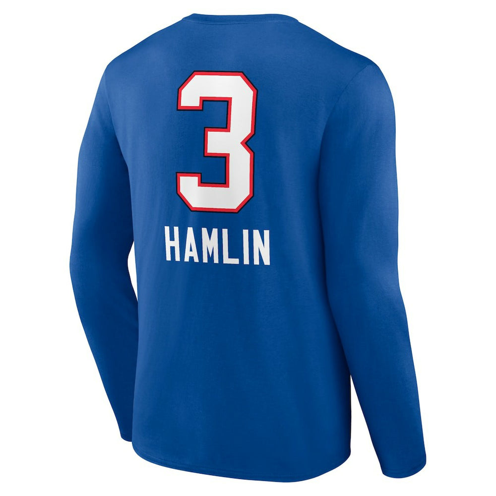 Buffalo Bills  Damar Hamlin  Team Wordmark Player Name & Number Long Sleeve T-Shirt