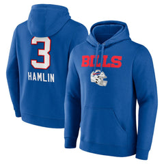 Buffalo Bills  Damar Hamlin  Team Wordmark Player Name & Number Pullover Hoodie