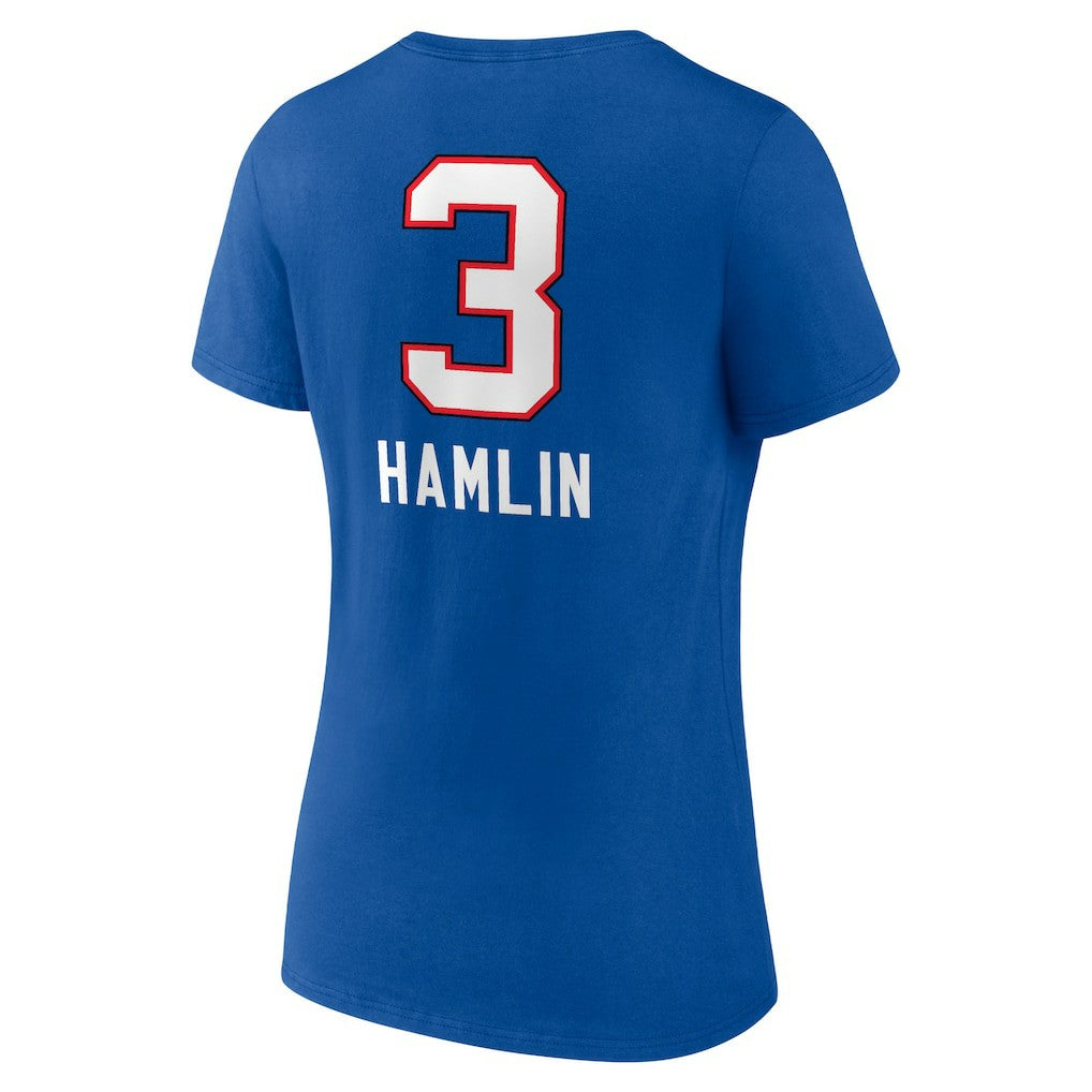 Buffalo Bills  Damar Hamlin  Women's Team Wordmark Player Name & Number V-Neck T-Shirt