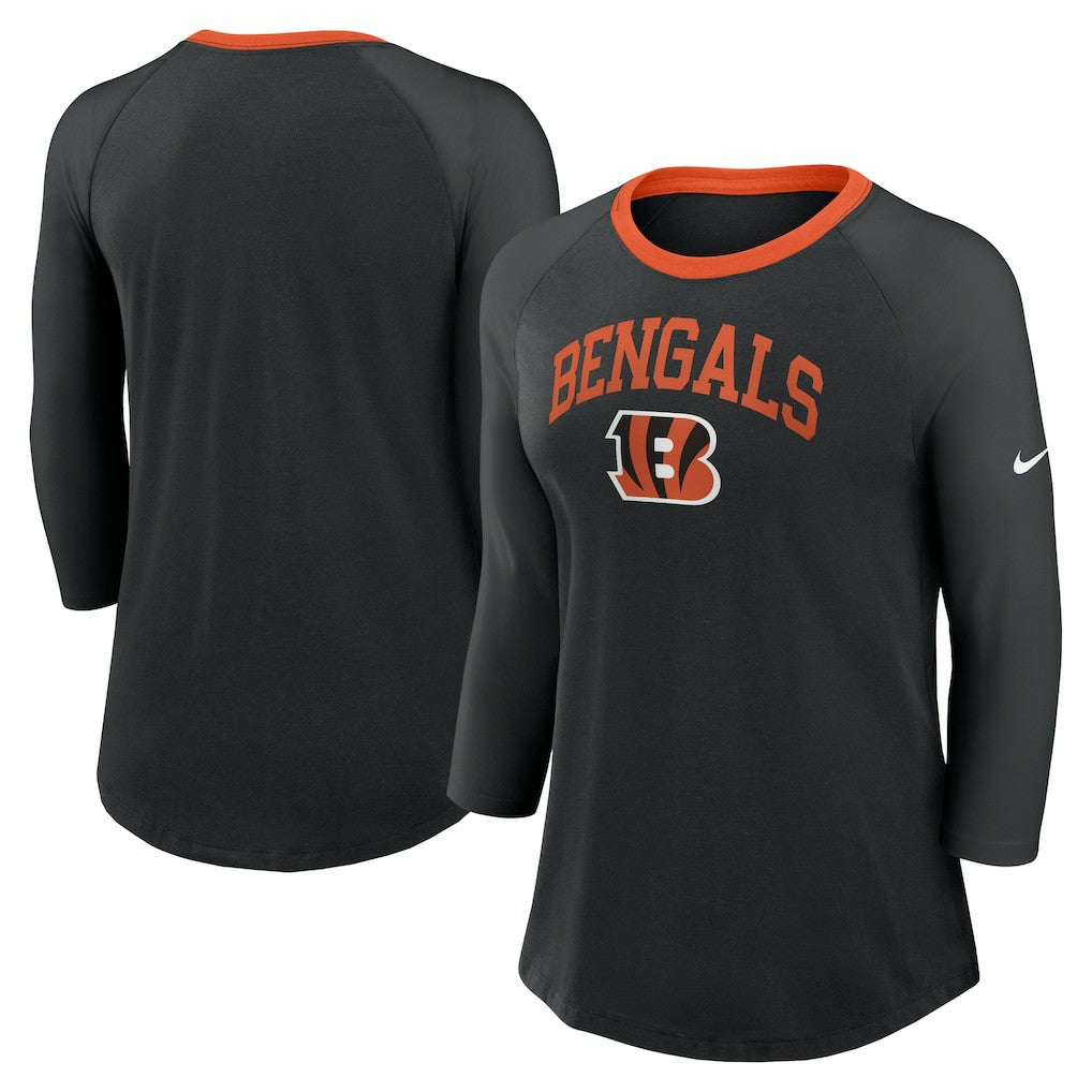 Cincinnati Bengals Nike Women's 3/4 Sleeve Raglan Fashion Top
