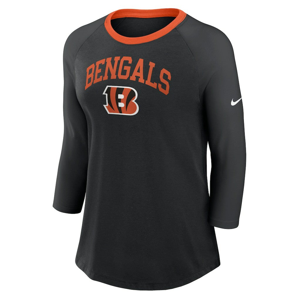 Cincinnati Bengals Nike Women's 3/4 Sleeve Raglan Fashion Top