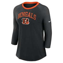 Cincinnati Bengals Nike Women's 3/4 Sleeve Raglan Fashion Top