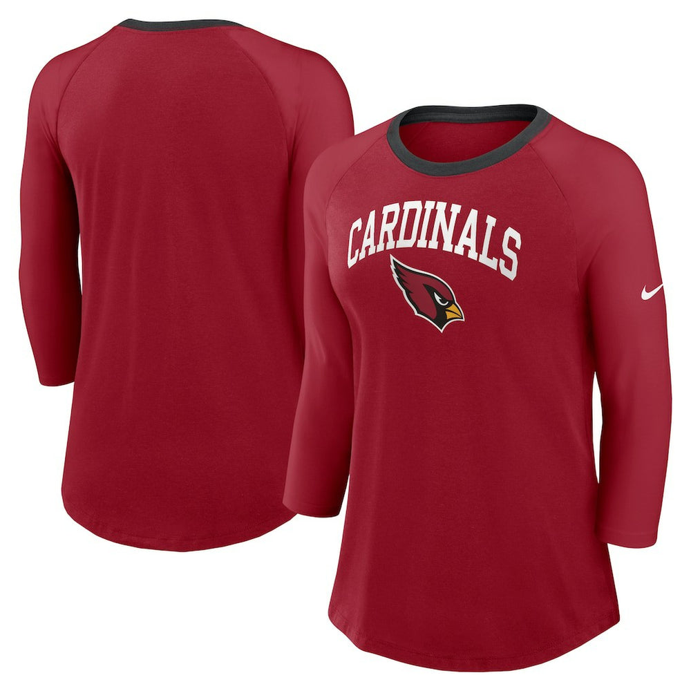 Arizona Cardinals Nike Women's 3/4 Sleeve Raglan Fashion Top