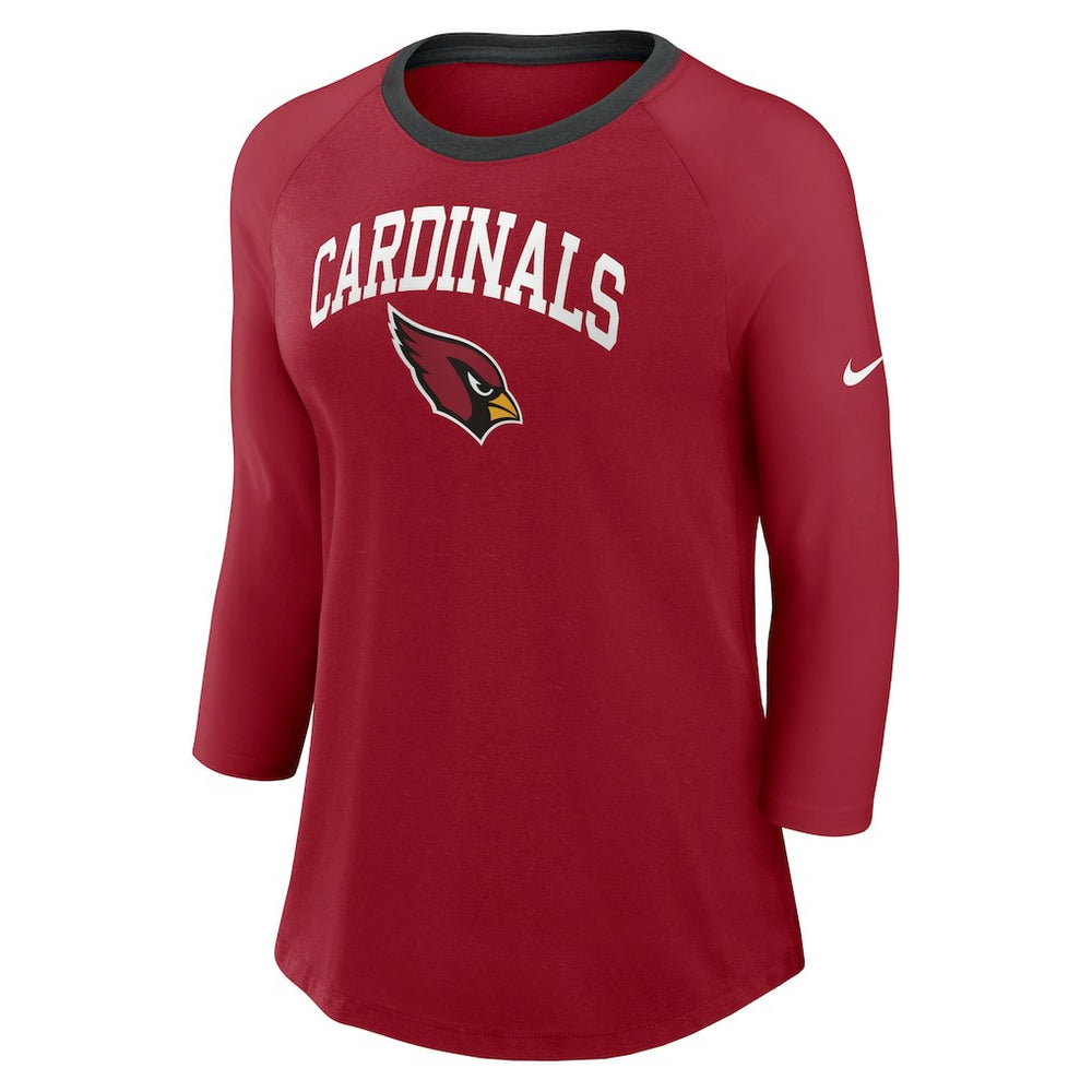 Arizona Cardinals Nike Women's 3/4 Sleeve Raglan Fashion Top