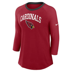 Arizona Cardinals Nike Women's 3/4 Sleeve Raglan Fashion Top