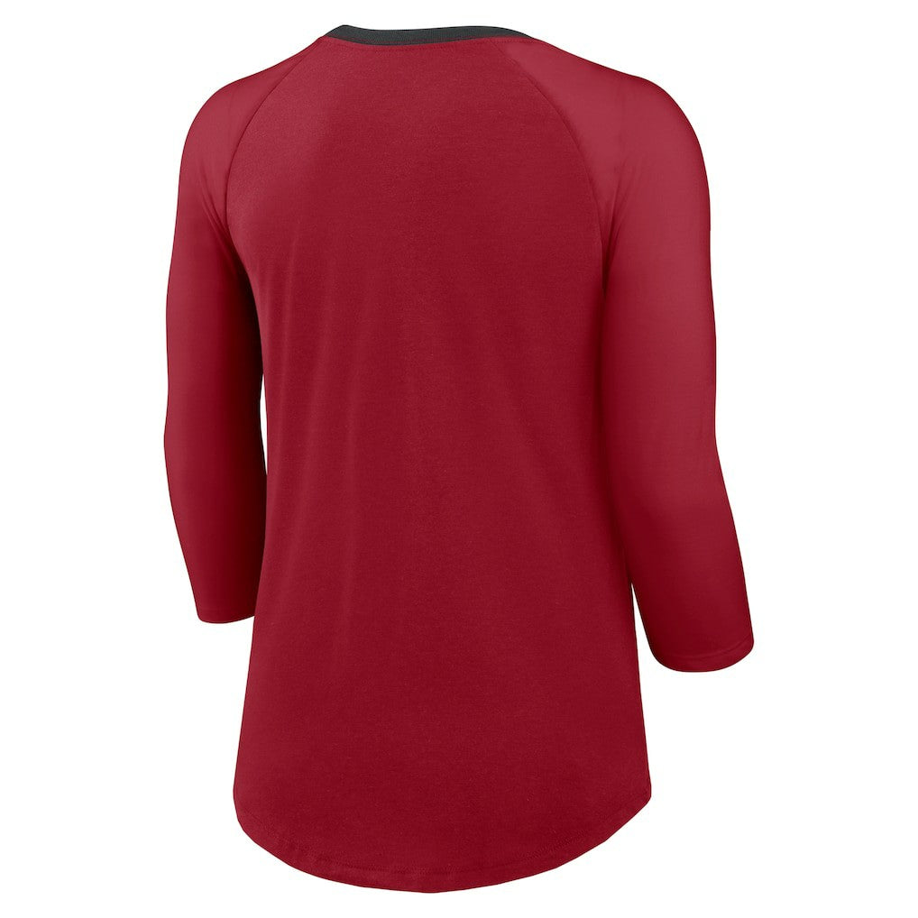 Arizona Cardinals Nike Women's 3/4 Sleeve Raglan Fashion Top