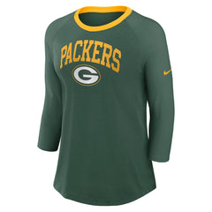 Green Bay Packers Nike Women's 3/4 Sleeve Raglan Fashion Top