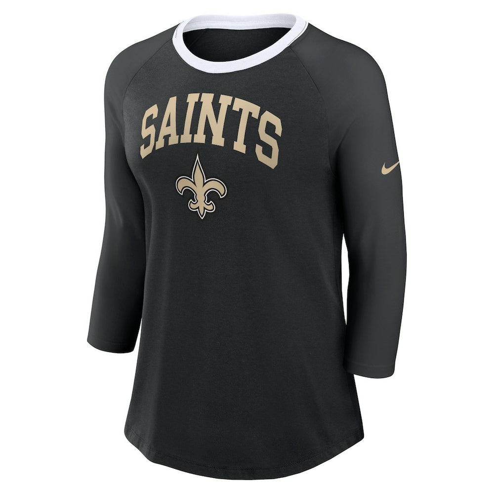 New Orleans Saints Nike Women's 3/4 Sleeve Raglan Fashion Top