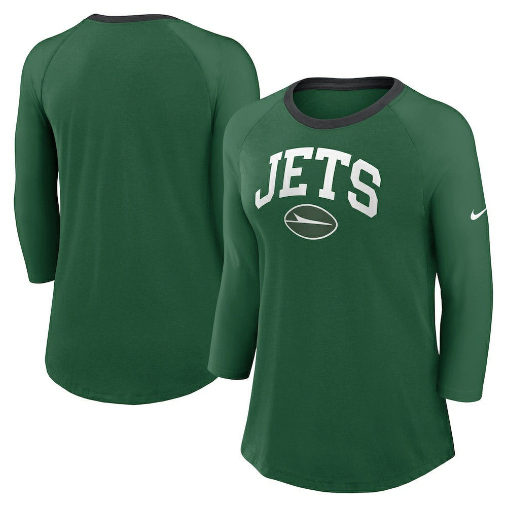 New York Jets Nike Women's 3/4 Sleeve Raglan Fashion Top