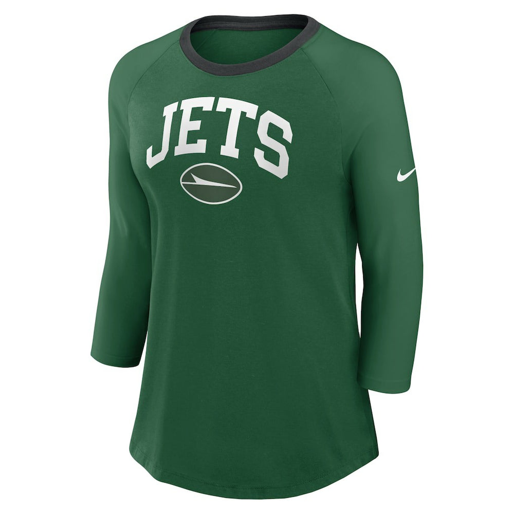 New York Jets Nike Women's 3/4 Sleeve Raglan Fashion Top