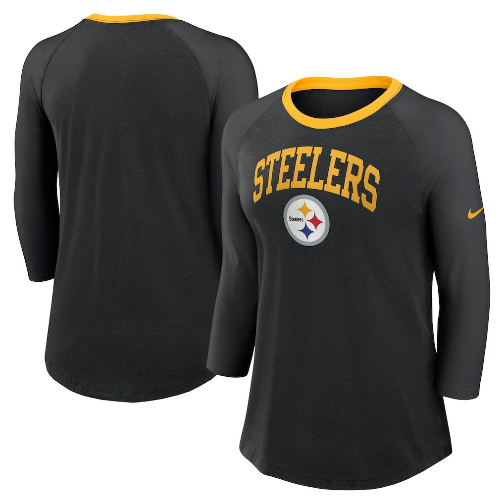 Pittsburgh Steelers Nike Women's 3/4 Sleeve Raglan Fashion Top