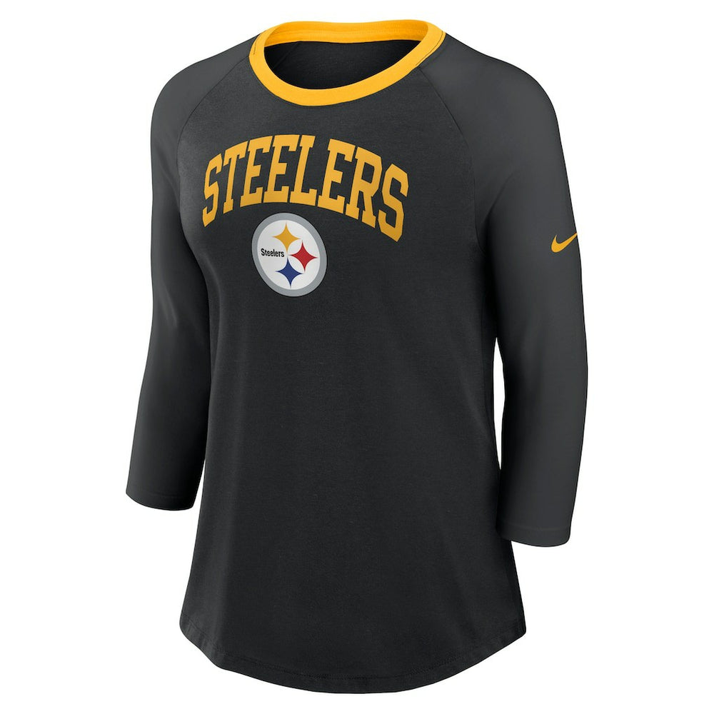 Pittsburgh Steelers Nike Women's 3/4 Sleeve Raglan Fashion Top