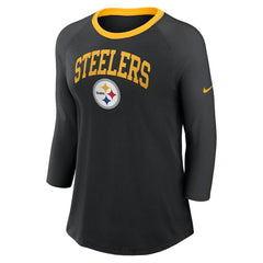 Pittsburgh Steelers Nike Women's 3/4 Sleeve Raglan Fashion Top