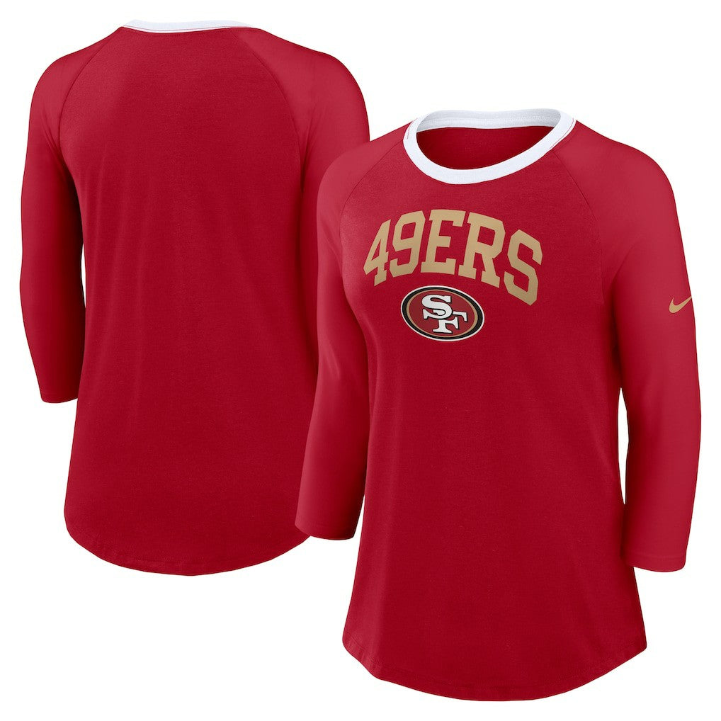 San Francisco 49ers Nike Women's 3/4 Sleeve Raglan Fashion Top
