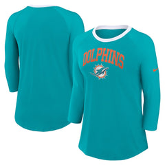 Miami Dolphins Nike Women's 3/4 Sleeve Raglan Fashion Top