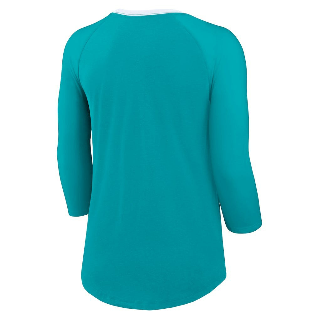 Miami Dolphins Nike Women's 3/4 Sleeve Raglan Fashion Top