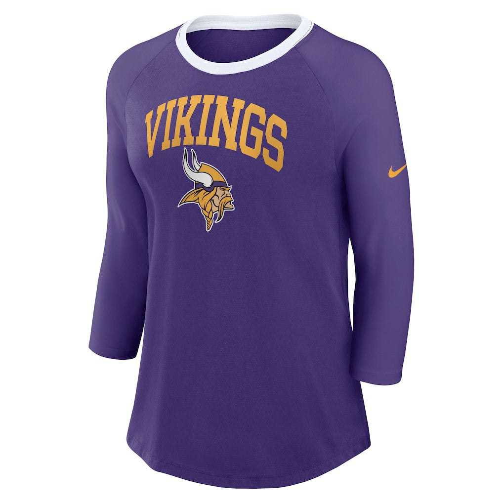 Minnesota Vikings Nike Women's 3/4 Sleeve Raglan Fashion Top