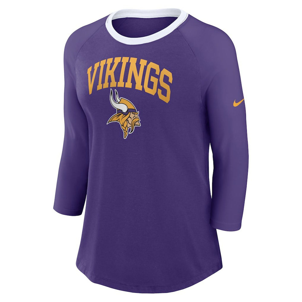 Minnesota Vikings Nike Women's 3/4 Sleeve Raglan Fashion Top