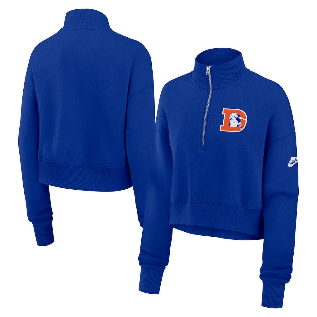 Denver Broncos Nike Women's Rewind Phoenix Half-Zip Sweatshirt