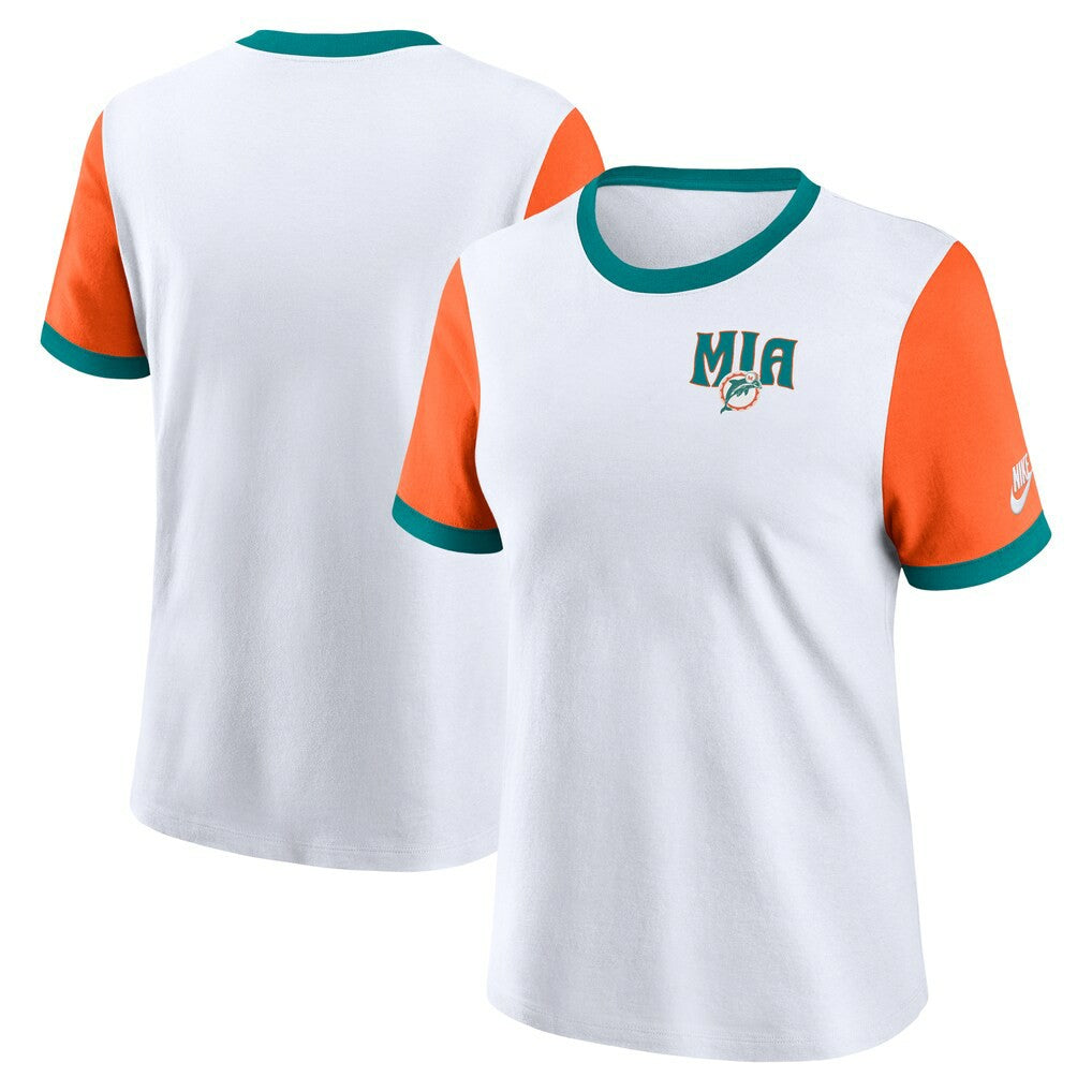 Miami Dolphins Nike Women's Rewind Ringer T-Shirt