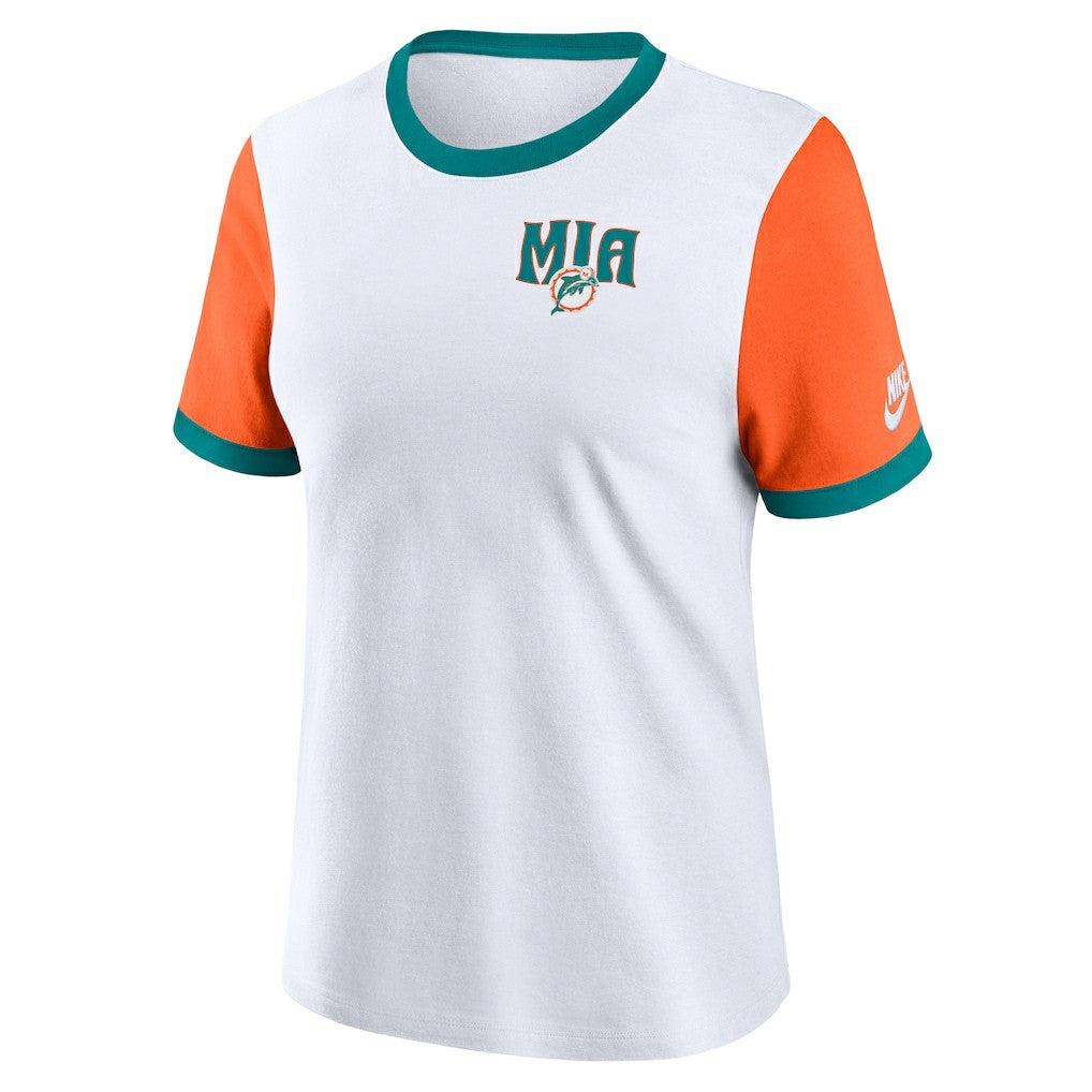 Miami Dolphins Nike Women's Rewind Ringer T-Shirt