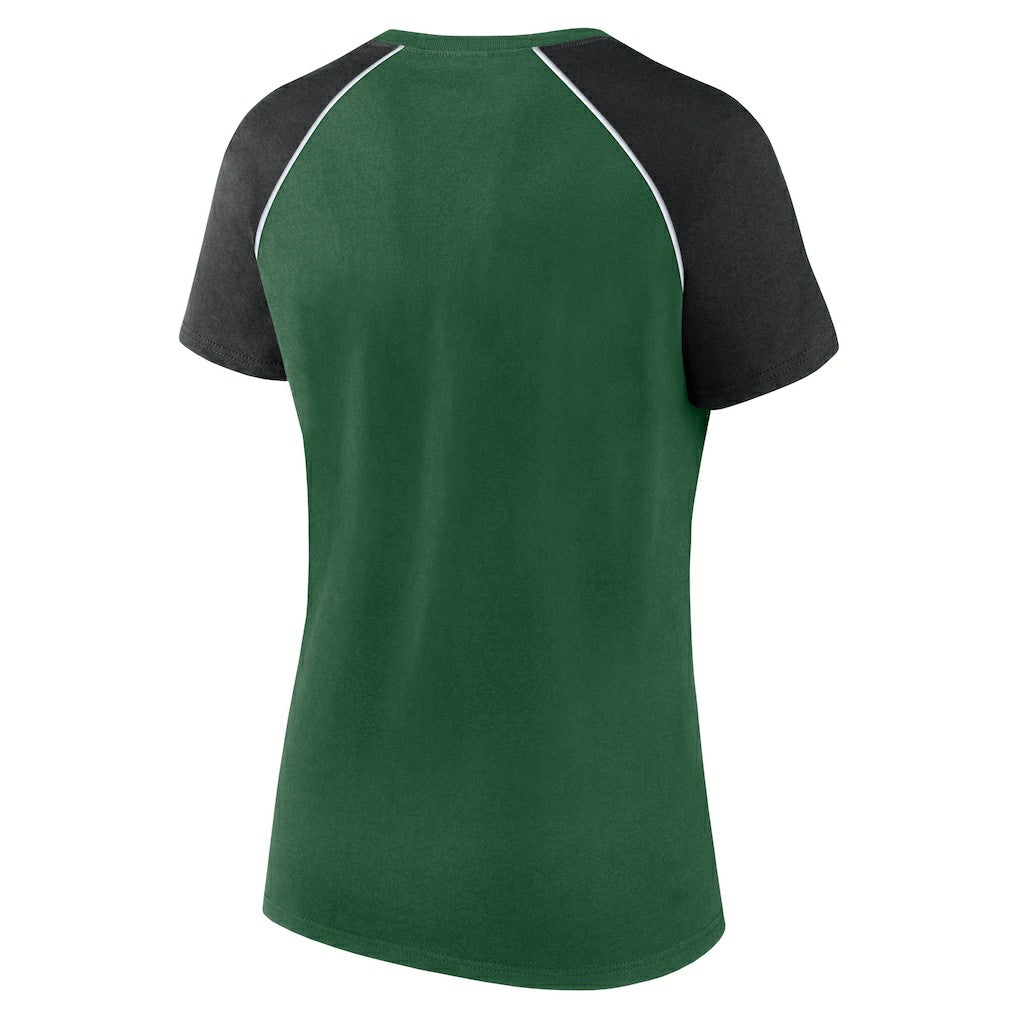 New York Jets Fanatics Women's Glittered Primary Raglan T-Shirt