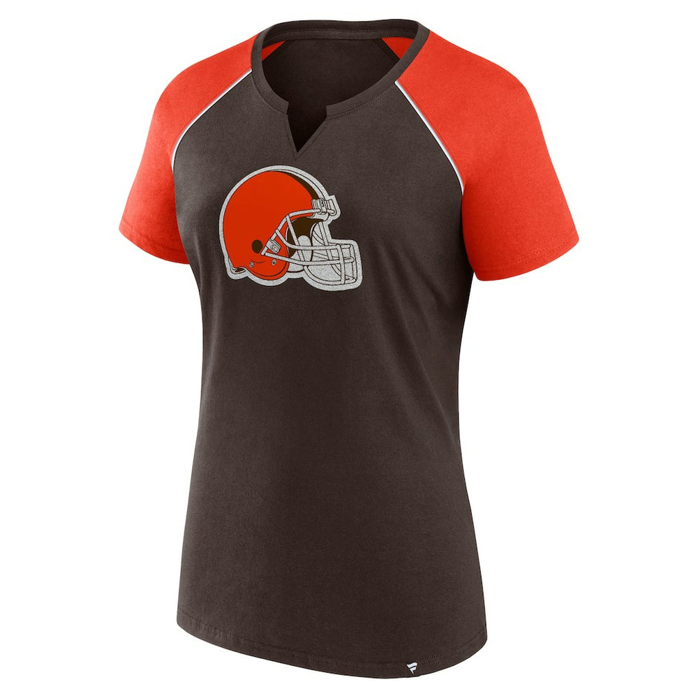 Cleveland Browns Fanatics Women's Glittered Primary Raglan T-Shirt