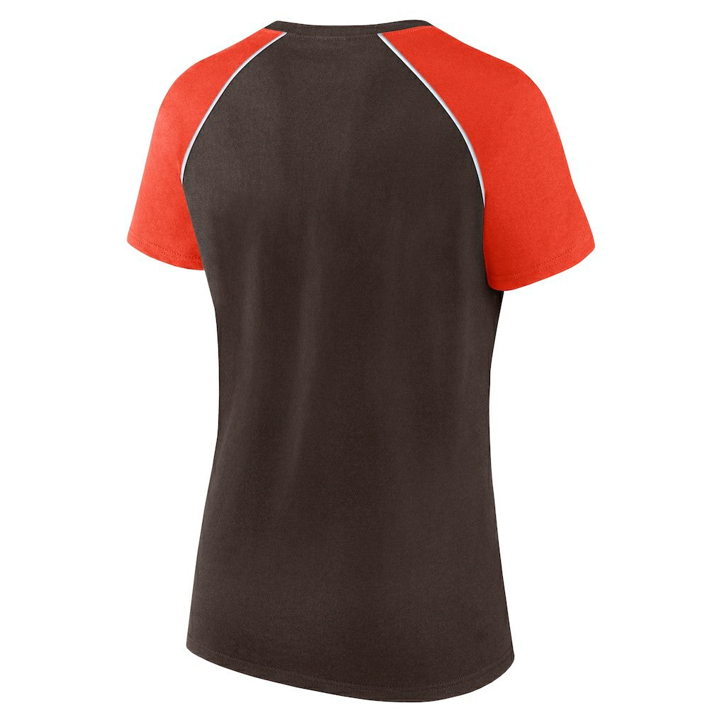 Cleveland Browns Fanatics Women's Glittered Primary Raglan T-Shirt