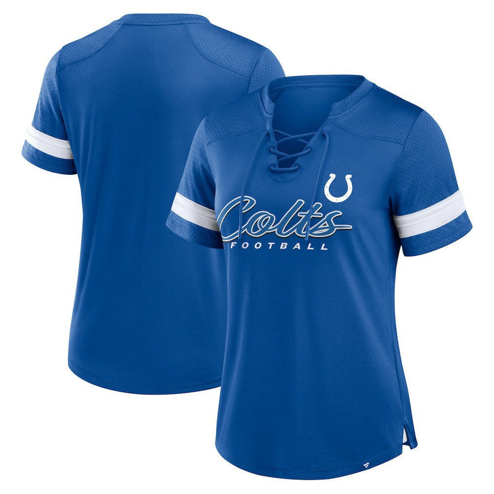 Indianapolis Colts Fanatics Women's Play Script Lace-Up T-Shirt
