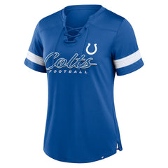 Indianapolis Colts Fanatics Women's Play Script Lace-Up T-Shirt