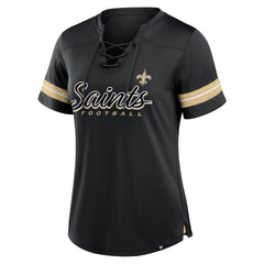 New Orleans Saints Fanatics Women's Play Script Lace-Up T-Shirt
