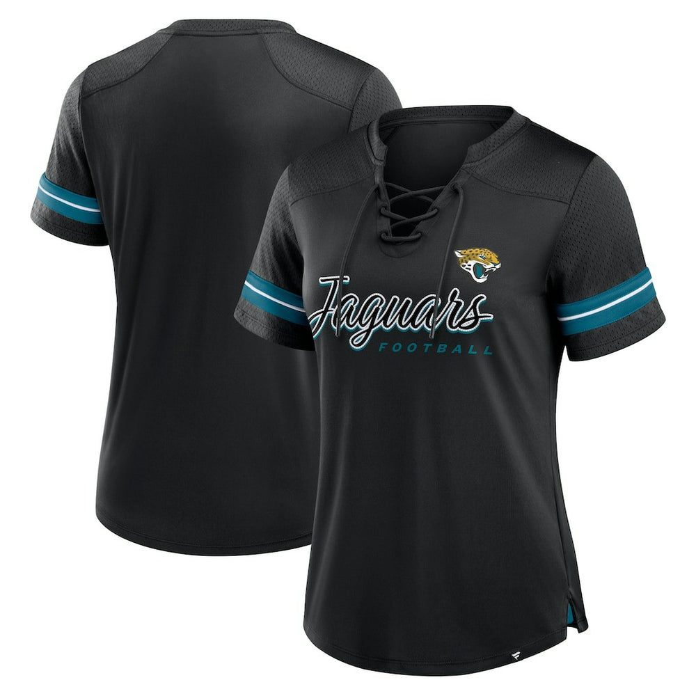 Jacksonville Jaguars Fanatics Women's Play Script Lace-Up T-Shirt