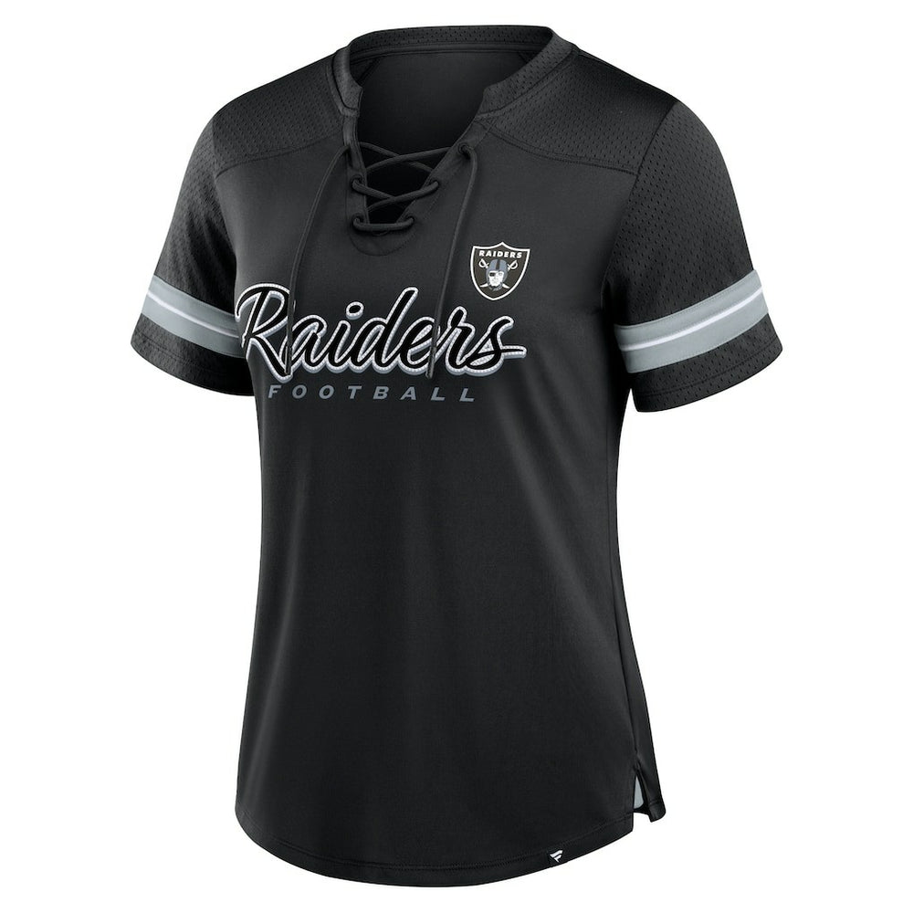 Las Vegas Raiders Fanatics Women's Play Script Lace-Up T-Shirt